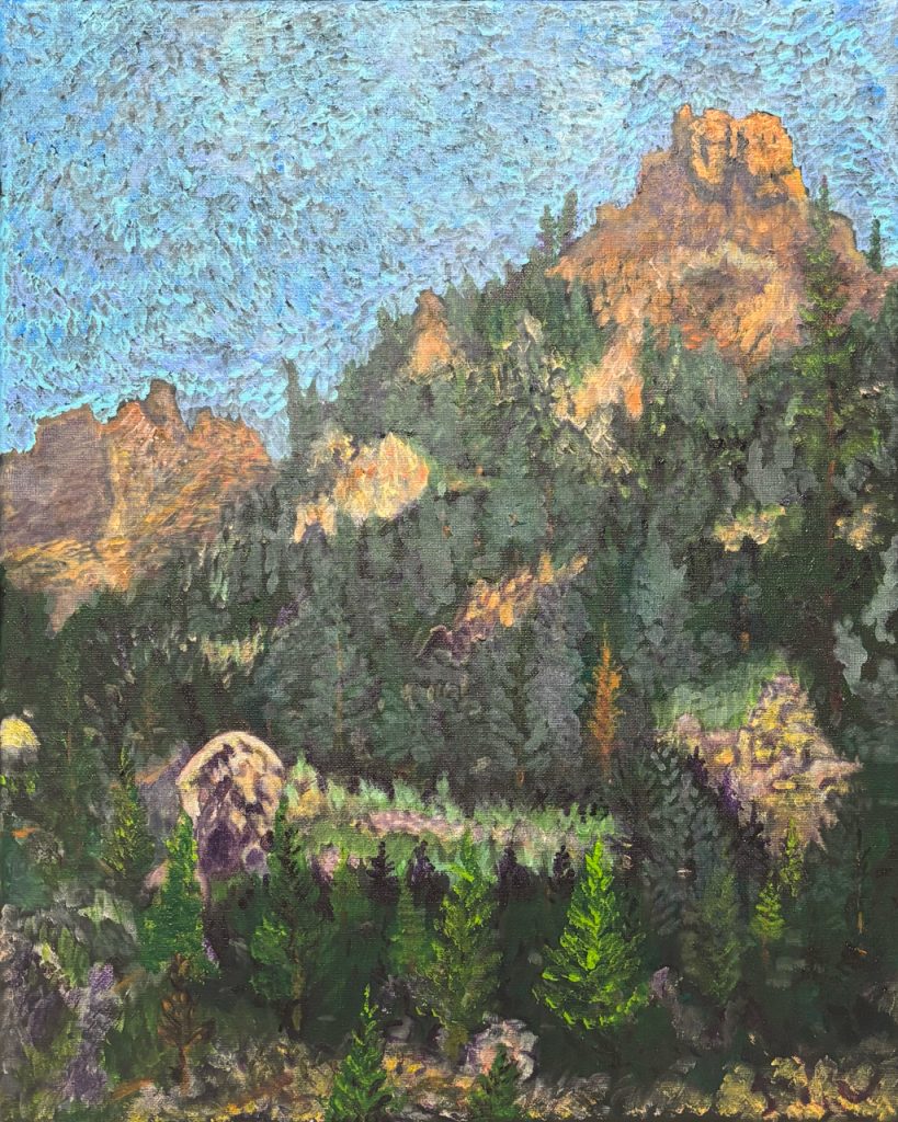 Somewhere Near Woodfords, California just off the 88 Painting of a mountain view in an impressionist style